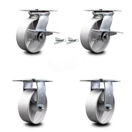 Service Caster 6 Inch Semi Steel Caster Brakes/Swivel Locks and 2 Rigid, 2PK SCC-35S620-SSB-SLB-BSL-2-R-2